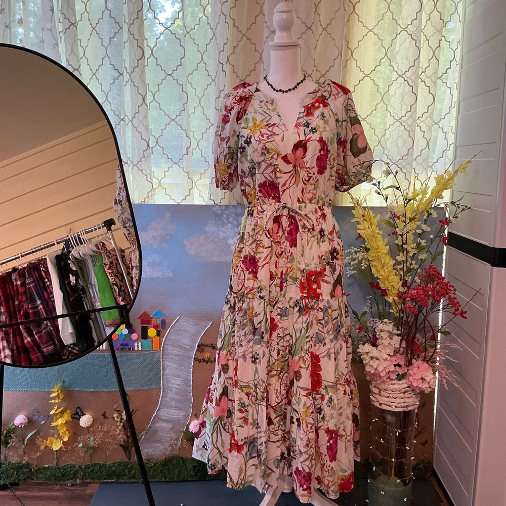 Anne Klein Multicolor Floral Maxi Dress